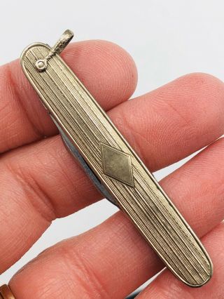 Vtg 14k Yellow Gold Cased Folding Pocket Knife Watch Fob 2 Blades Esemco