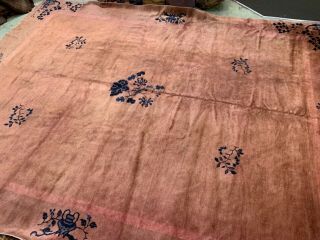 Auth: Antique Peking Art Deco Chinese Rug Silky Wool Beauty Dusty Rose 9x12 Nr