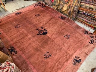 Auth: Antique Peking Art Deco Chinese Rug Silky Wool Beauty Dusty Rose 9x12 NR 2