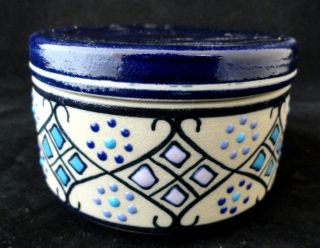 Vintage 1997 Javier Servin Mexico Cobalt Blue Lidded Trinket Jewelry Box