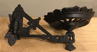 Antique Eagle Oil Lamp With Cast Iron Wall Mount And 2 Globes 2