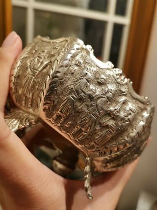 Nr $1 Antique Vintage Persian Solid Silver 84 Figural Footed Bowl