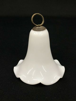 C.  1860 - 80’s Petite Milk Glass Hanging Oil Lamp Smoke Bell Nr Exc
