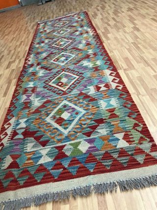 Handmade Afghan Kilim (248cm x 70cm) Runner Patterns and colours wool 2
