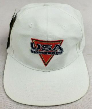 Vintage Nike Olympic Track & Field Hat Cap Team USA VTG White USATF 2