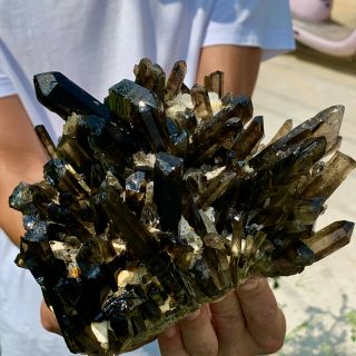 3.  93lb Natural Black Quartz Crystal Cluster Mineral Specimen Rare 107