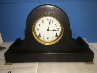 Antique Sessions Mahogany Tambour 8 - Day Mantel Clock Circ1918