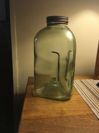 Vintage Glass Minnow Trap Green Glass