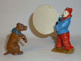 Charbens Vintage Lead Circus Clown With Hoop And Performing Dog - 1930/40 