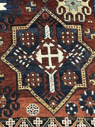 Auth: 19th C Antique Caucasian Rug Rare Shirvan Allover Organic Wool Beauty NR 3