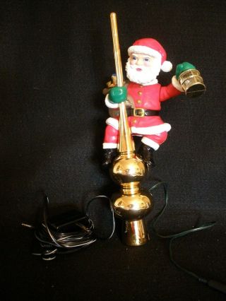 Vintage Mr.  Christmas Lighted Animated Santa Tree Topper Waves Lantern