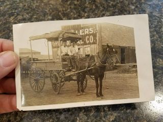 1910 Rppc United States Express Company Delivery Wagon,  Horse With Fly Net