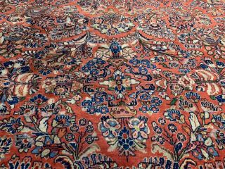 Auth: Antique Sarougk Botanical Solid Hand Made Wool Beauty Red 9x12 NR 2