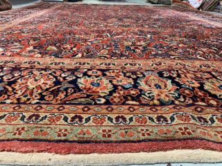 Auth: Antique Sarougk Botanical Solid Hand Made Wool Beauty Red 9x12 NR 3