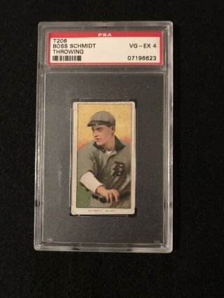 Boss Schmidt 1909 - 11 T206 Throwing Vintage Tobacco Baseball Psa 4 Vg - Ex
