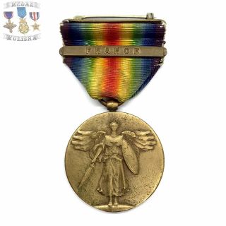 Wwi U.  S.  Army Victory Medal France Clasp Bar Full Wrap Brooch Ww1