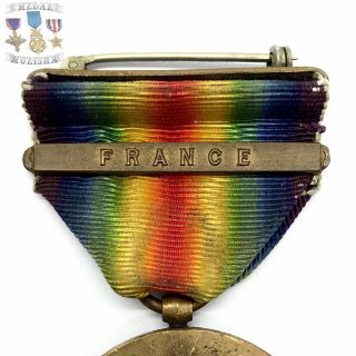 WWI U.  S.  ARMY VICTORY MEDAL FRANCE CLASP BAR FULL WRAP BROOCH WW1 3