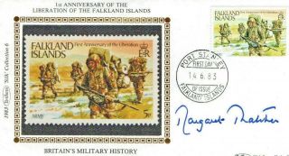 Lady Thatcher,  An Outstanding Prime Minister Of The Uk Signed Falklands Fdc