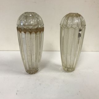 Antique Art Deco Matching Pair Clear Glass Lamp Ceiling Fixture Column Parts