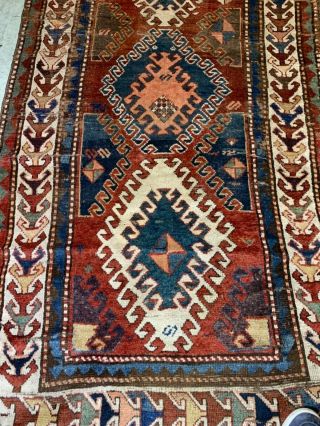 Auth: 19th C Antique Kazak Rare Borjalou Caucasian Migratoy Rug Organic 4x7 Nr