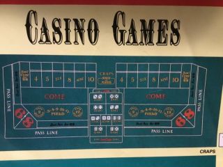 Green Felt Craps Game Layout 36” X 72” With Instructions $33