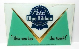 Vintage 1950`s Pabst Blue Ribbon Beer Glass Pub/bar Sign