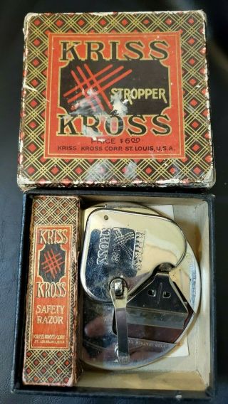 Vintage Kriss Kross Stropper Razor Blade Sharpener & Safety Razor With The Box
