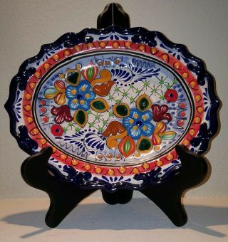 Talavera Mexican Pottery Plate/platter Hand Painted - " Stand Not " 11 " X9 "