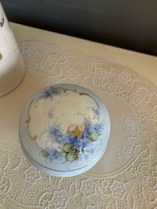 Antique Porcelain French Trinket Box.  Hand Painted.