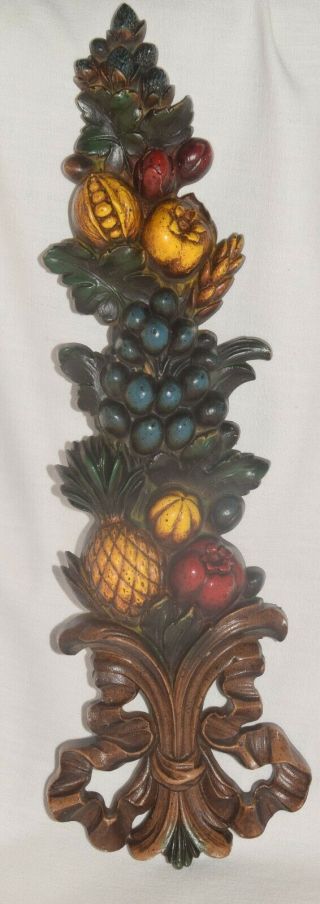 Set Of 2 - 15 " Art Deco Vintage Syroco Fruit / Vegetable Wall Plaques 1966