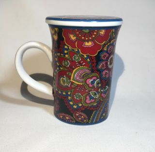 Vera Bradley Symphony In Hue 8 Oz Coffee Tea Mug Cup Barnes & Noble With Lid