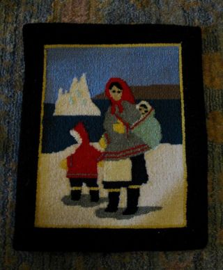 Grenfell Rug Inuit First Nation Native American Children Mother Antique Arctic