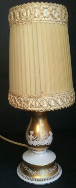 Vintage Romantic 2 Lovers Porcelain Table Lamp Marked 