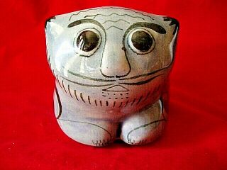 Tonala El Palomar Vintage Mexican Art Pottery Cat Figurine,  Signed - Ken Edwards