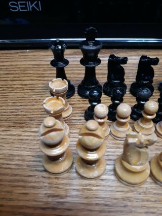 Vintage Staunton Wood Chessmen Chess Set Missing A Pawn 3