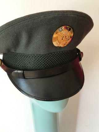 Vintage Us Army Military Green Service Hat Cap Wool Size 7 - 1/8
