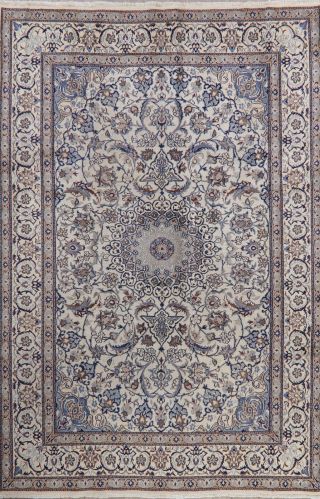 Vintage Ivory Floral Medallion Oriental Handmade Rug Traditional Carpet 7x10