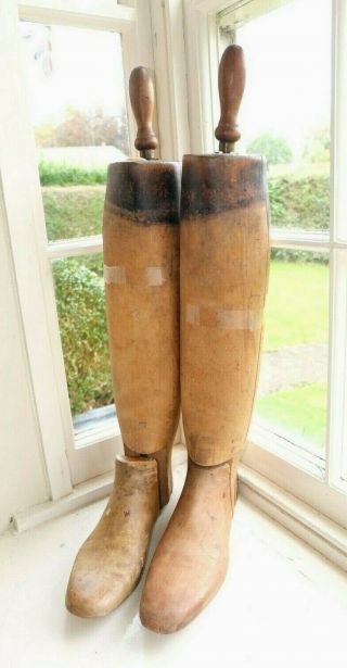 T Hill Vintage Riding Boot Trees Lasts Beechwood Wooden Uk 10 Us10.  5 Eu44