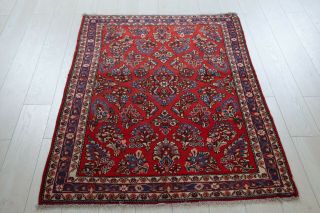 5.  12x3.  51ft Hand - Knotted Vintage Small Area Rug Red Hamadan Oriental Wool Carpet