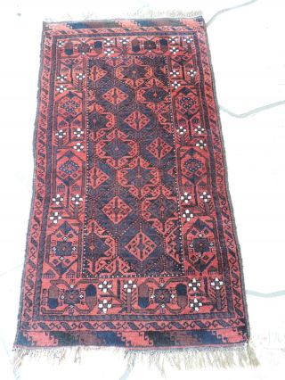 2x4ft.  Vintage Tribal Afghan Balouch Wool Rug