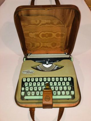 Hermes Rocket Typewriter Vintage Portable Leather Or Like Case With Manuals