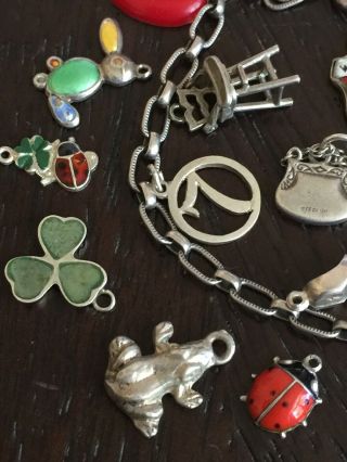 Vintage 835 Silver Charm Bracelet With German Enamel Good Luck Charms 800 2