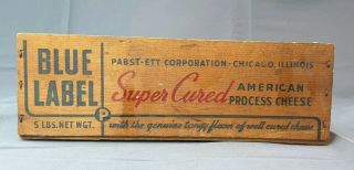 Vintage Pabst - Ett Blue Label Cured American Cheese Box Chicago Il 5 Lbs