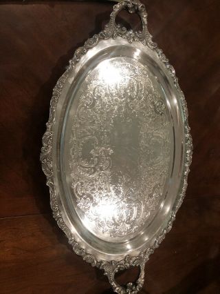 Authentic Vintage Baroque By Wallace Silver Plate Footed Waiter Trays 294f X2