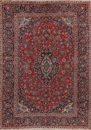 Vintage Floral Traditional Area Rug Wool Hand - Knotted Oriental Carpet 8x11 Old