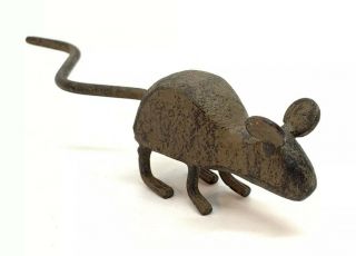 Primitive Antique Paper Weight Cast Iron Mouse 4 1/2”