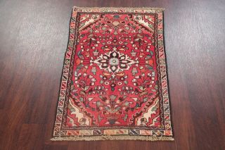 Vintage Traditional RED Lilian Hamedan Area Rug Hand - Knotted Entrance Wool 2 ' x3 ' 3