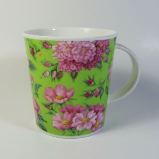 Dunoon Rosa By Michele Aubourg Bone China Mug England Pink Green Flowers Roses