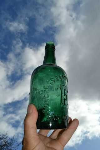 Vintage Congress & Empire Springs “e” Deep Green Whittle Mold Water Bottle