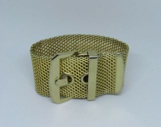 Vintage 1950s Golden Brass Bracelet 7 3/8 " Or 6 5/8 " Long 1 1/2 " Wide
